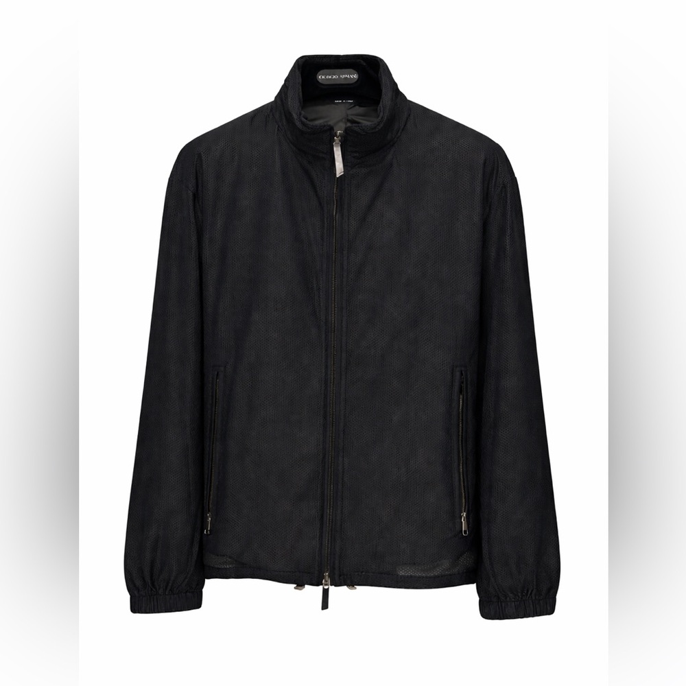 Giorgio Armani Main Line Black Mesh Zip Jacket, Size 56 (US 46/XL)